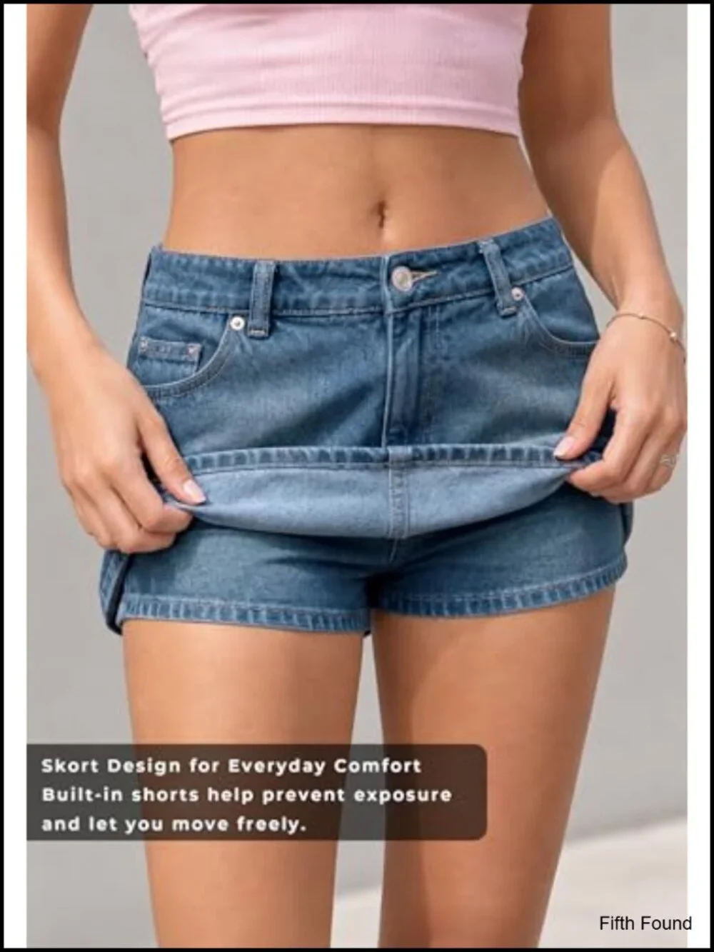 High Waisted Denim Skort with Built-in Shorts